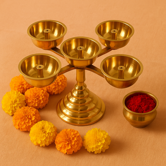 Pancha Pyali (Pancha Diya) (Pital Panch Katori Deepak)