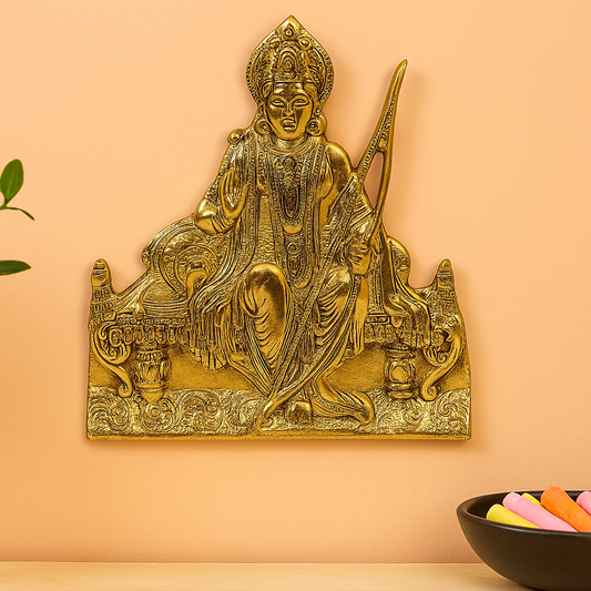Oxidised Gold Finished Ram Wall Hanging God Idol Statue (Pital Ram Murti / Shri Ram Bhagwan)