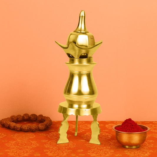 Niranthara Kalasam Set with Chowki Coconut Brass Kalash (Subham Set) (Pital Kalash Nariyal Set)