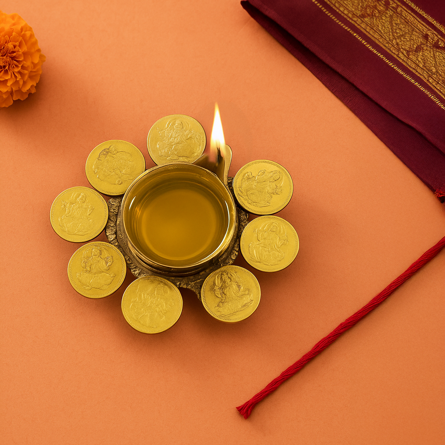 8 Coin Kuber Diya (Pital Aath Sikka Dhanpati Deepak)