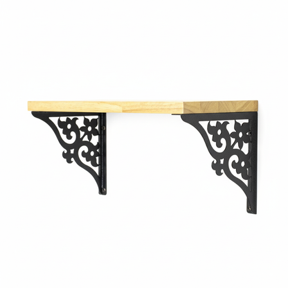 Wooden Pooja Shelf - Triple Floral (Lakdi Puja Shelf Teen Phool)