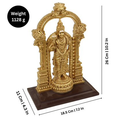 Resin Fiber Arch Murugar Gold - 9 inch (Mehrab Murugan Murti)