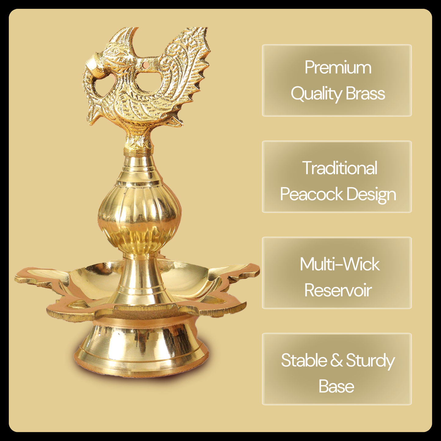 Brass peacock hanging diya