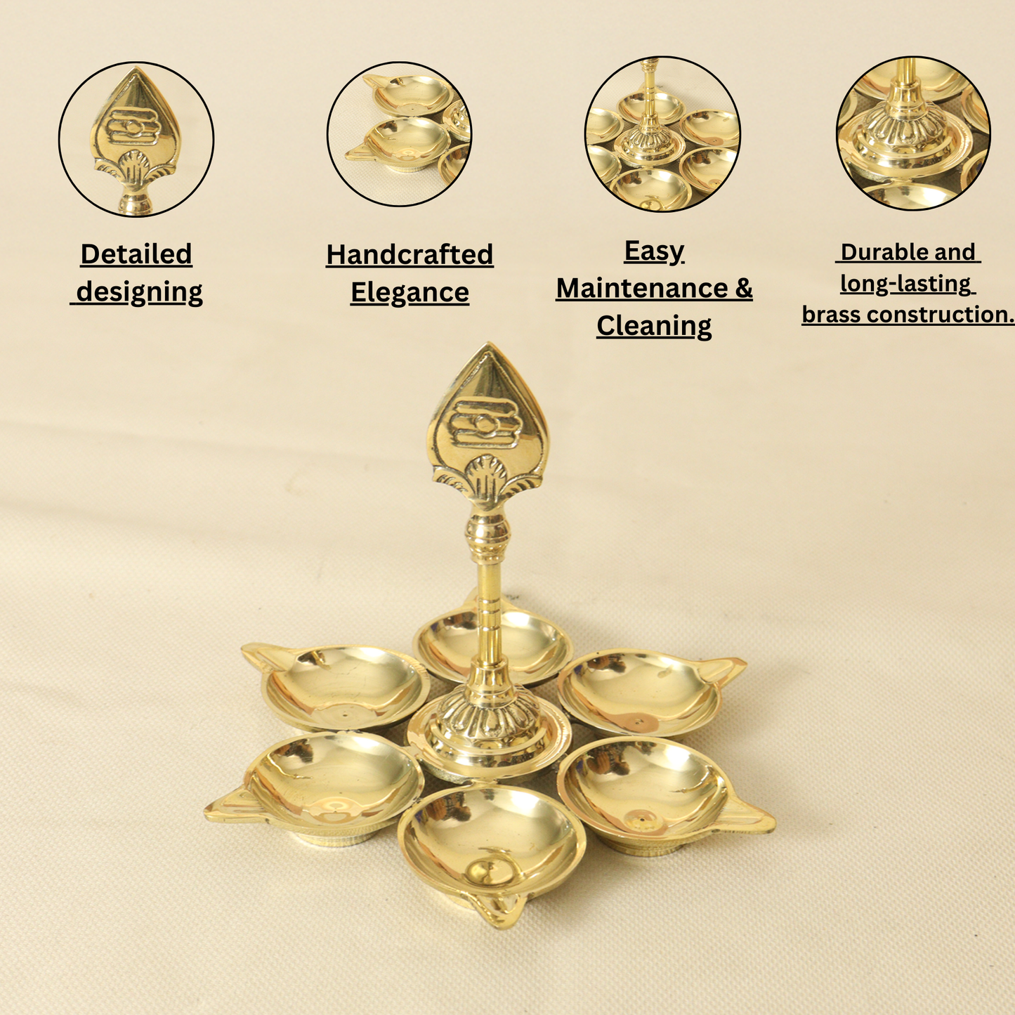 Brass Arumuga Diya with Vel[Small]