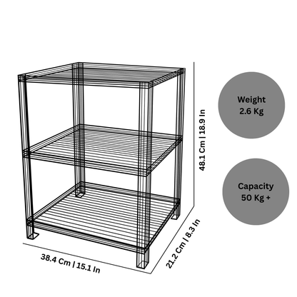 Pooja Shelf for Home Temple-Metal 3 tier Rack