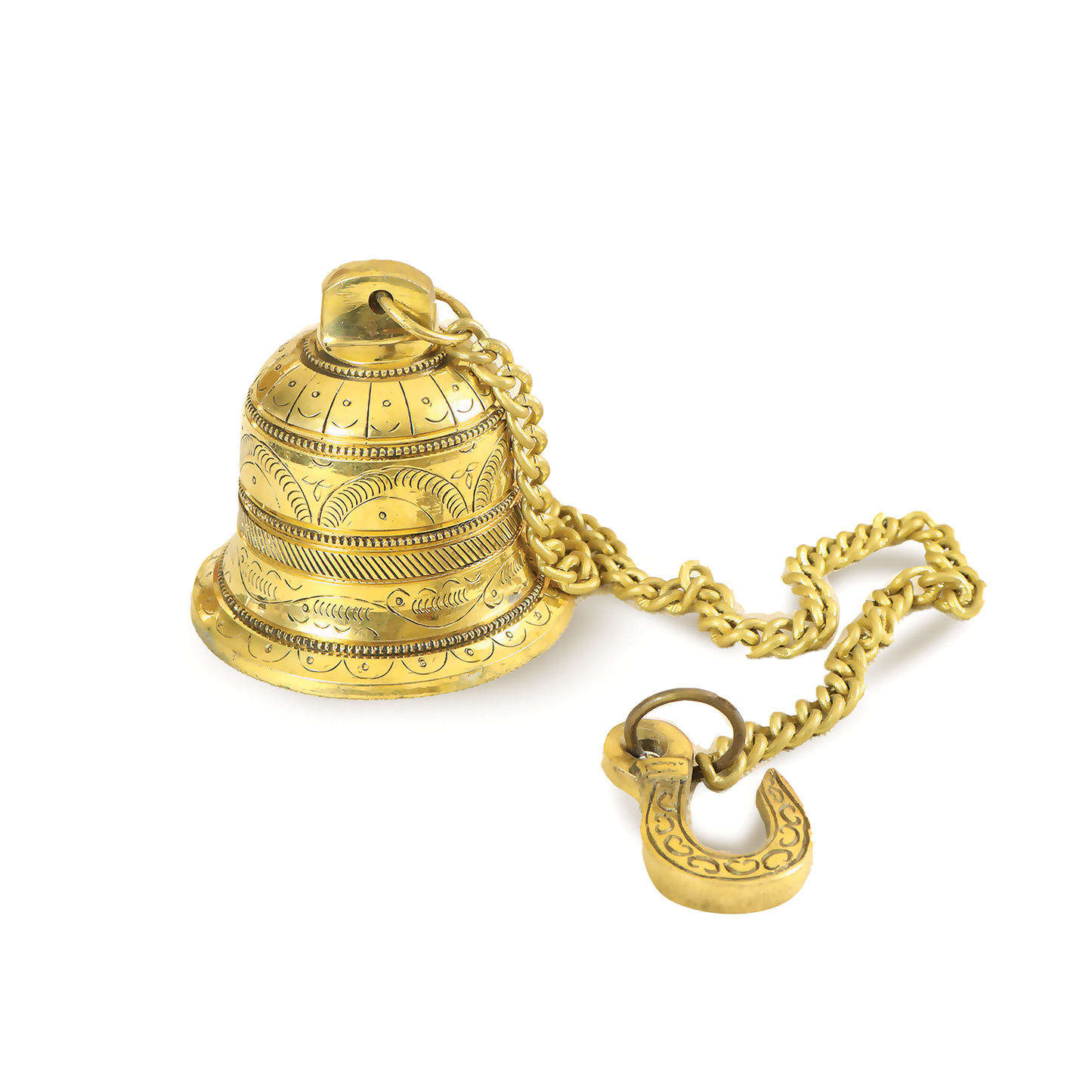 Brass Temple Bell with Hook & Chain