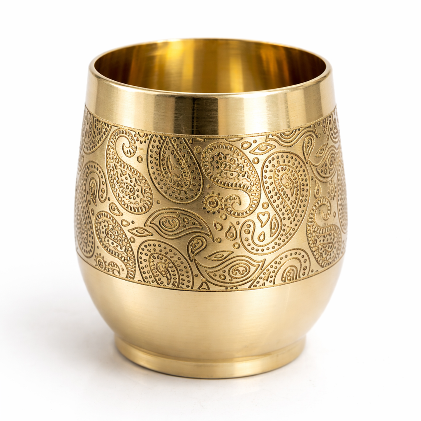 Traditional Handcrafted Brass Etched Glass with Embossed Design-Brass Glass (1)