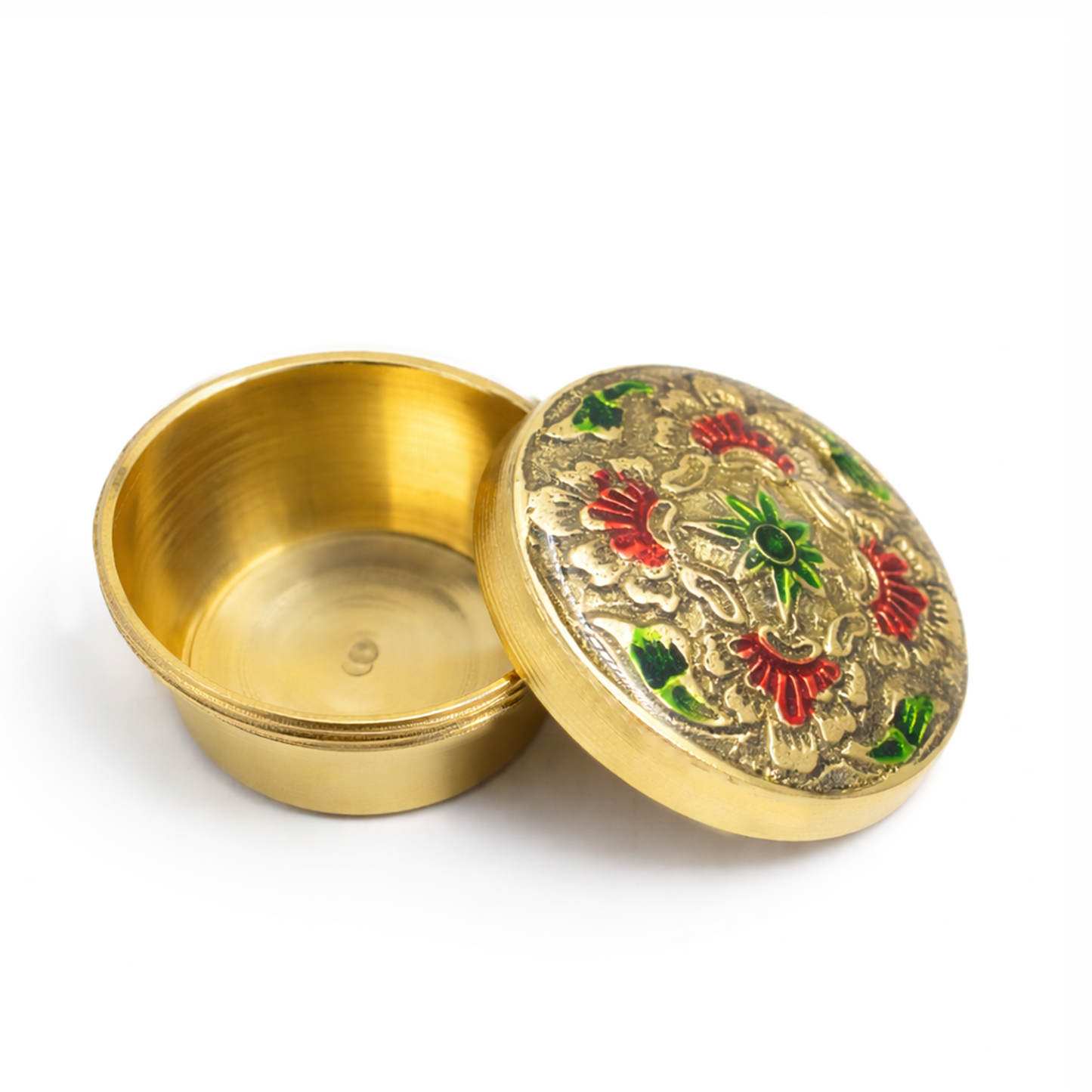 Brass kumkum Box-Flower box (1)