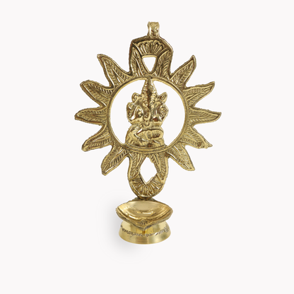Brass Suraj Sun Ganesha Diya (Pital Surya Vinayak Deepak)