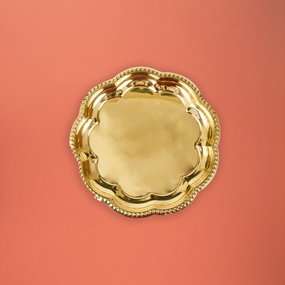 Brass Zigzag Thali (Pital Lehria Design Plate)