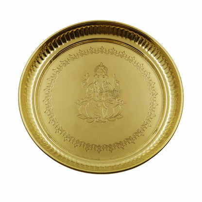 Brass Ganesha Itching Thali (Pital Vinayak Nakashi Thali)