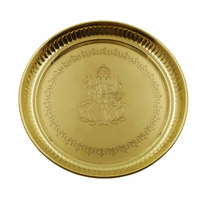 Brass Ganesha Itching Thali (Pital Vinayak Nakashi Thali)
