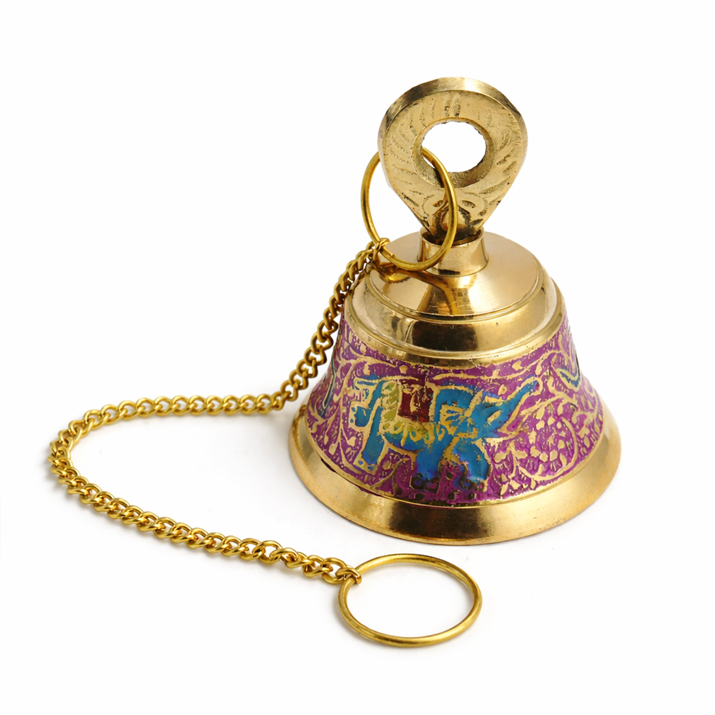 Putrika Brass Hanging Pooja Bell with Chain(Pink)