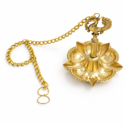 Brass Hanging Diya with Chain