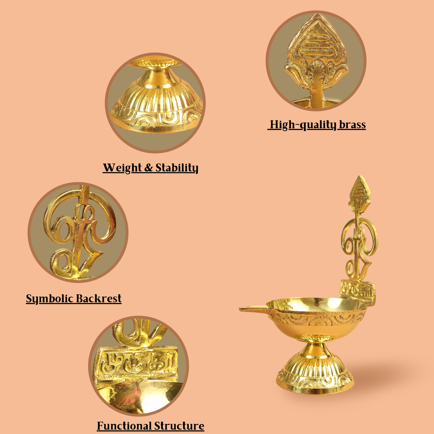 Brass OM Murugan Diya (Pital Aum Kartikeya Deepak)