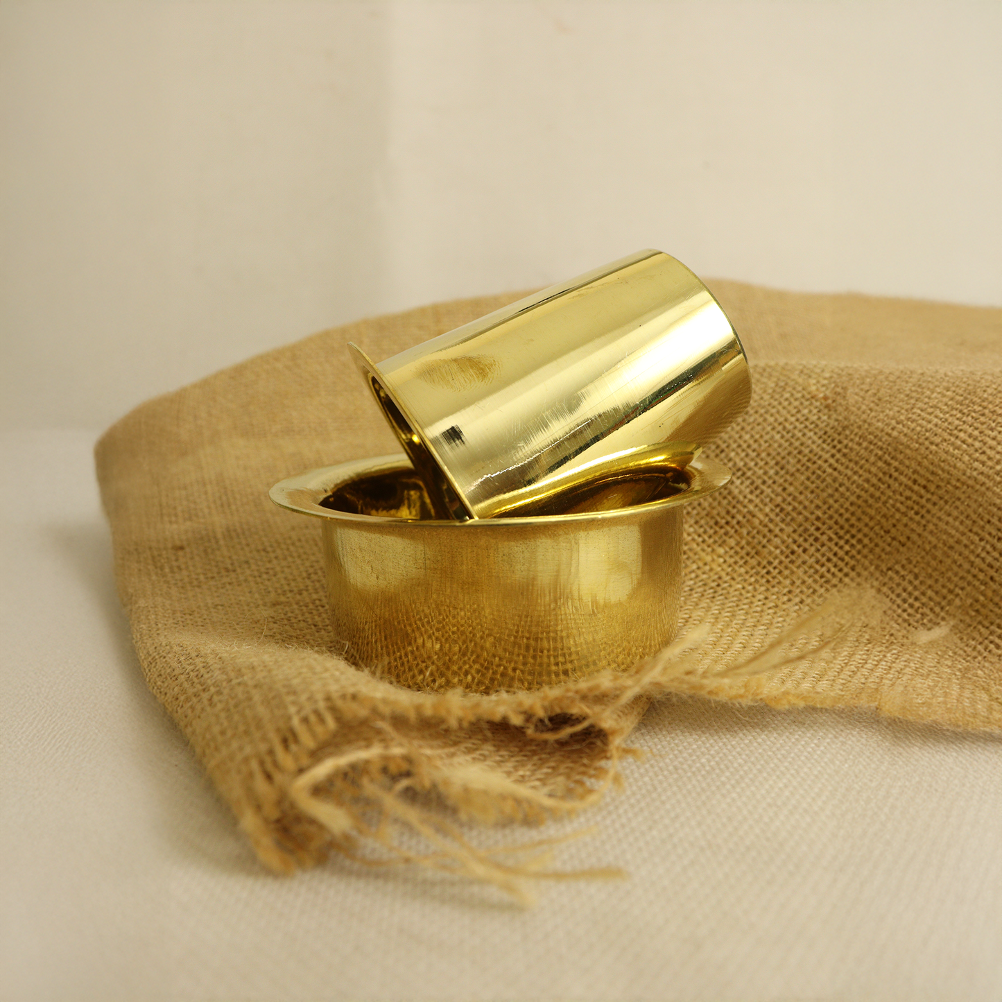 South Indian Brass Plain Coffee Dabra Set