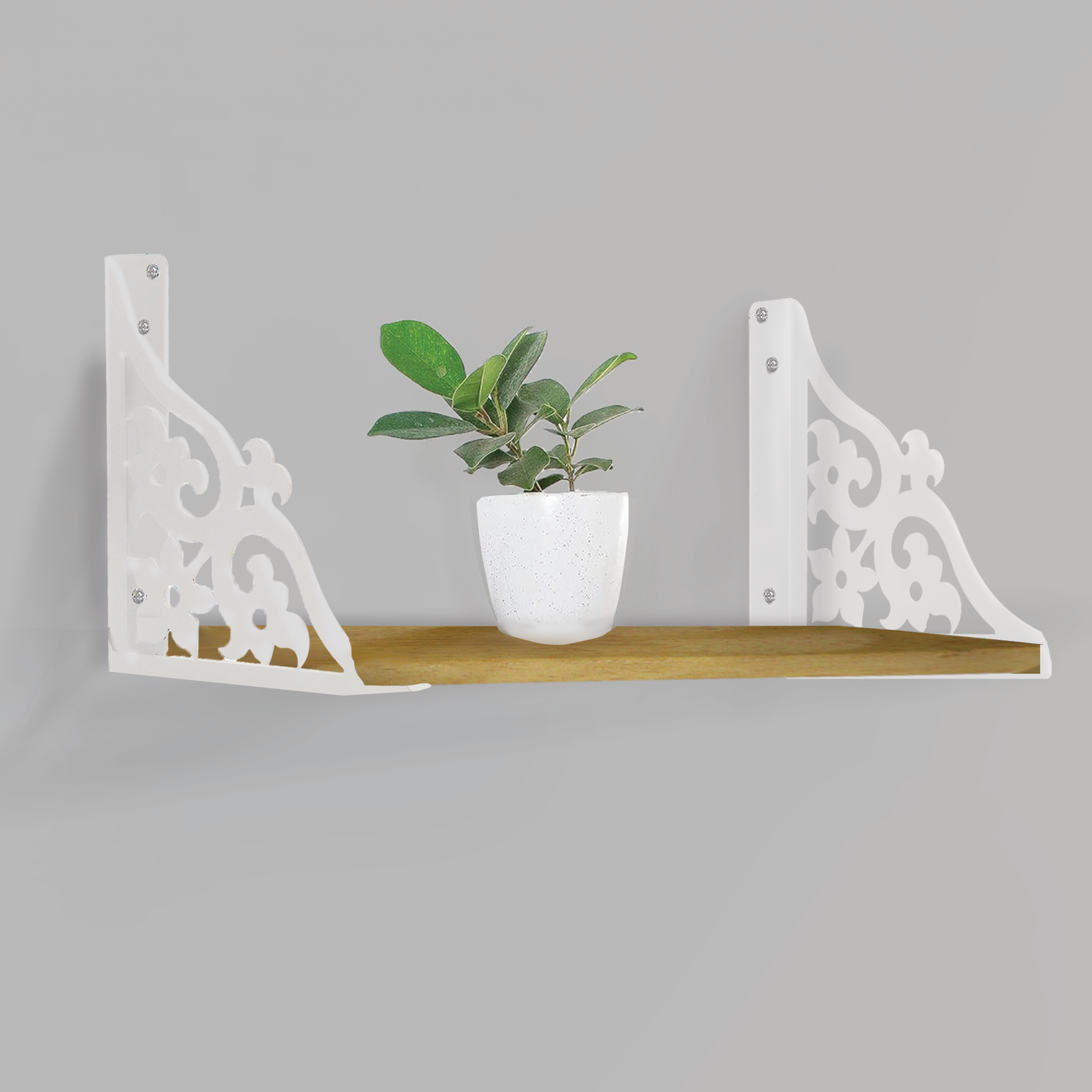 Wooden Pooja Shelf - Triple Floral (Lakdi Puja Shelf Teen Phool)