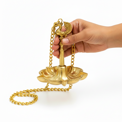 Brass Hanging Diya with Chain