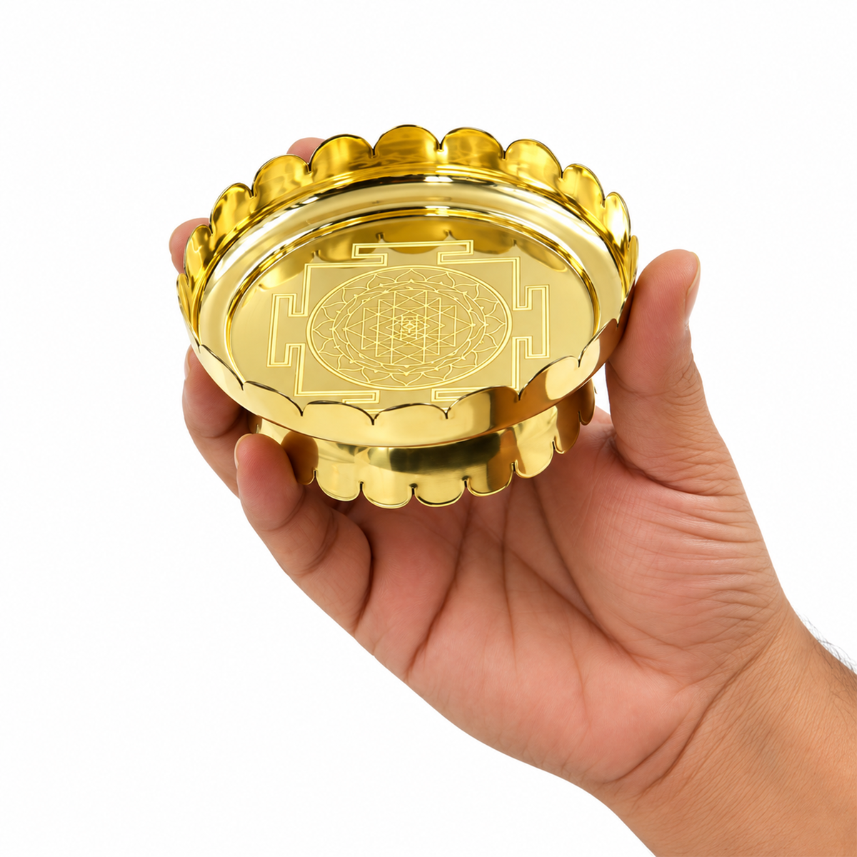 Brass Sri Yantra Lotus Stand - Size 4