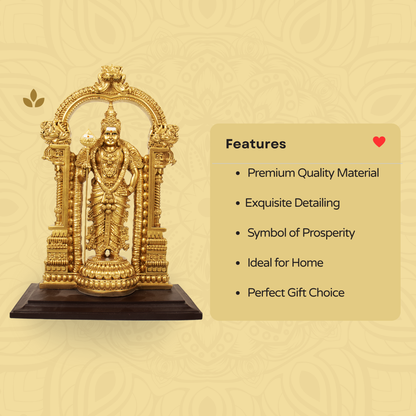 Resin Fiber Arch Murugar Gold - 9 inch (Mehrab Murugan Murti)