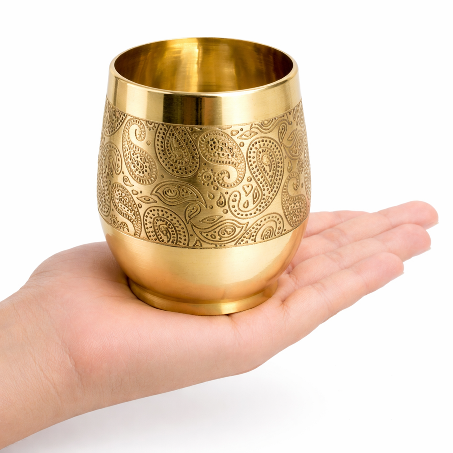 Traditional Handcrafted Brass Etched Glass with Embossed Design-Brass Glass (1)