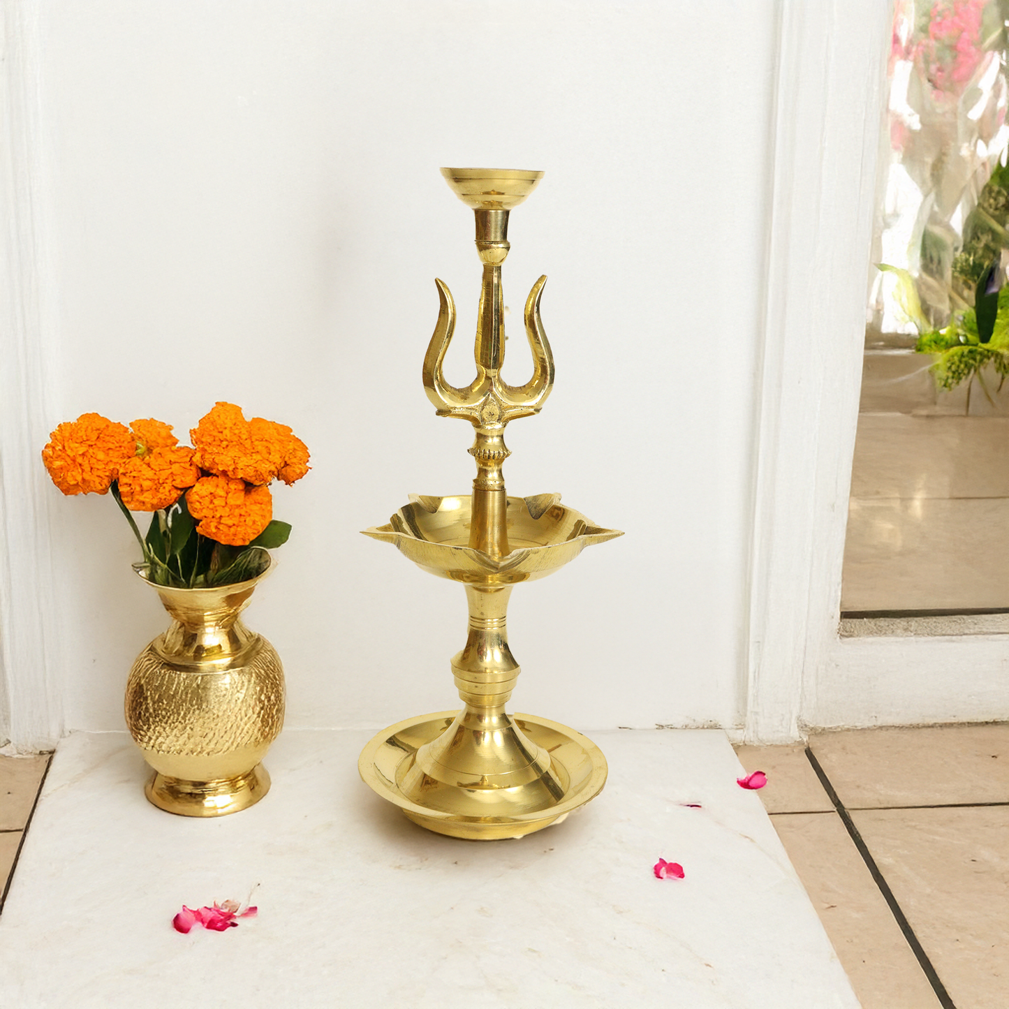 Brass Diya with Trishul