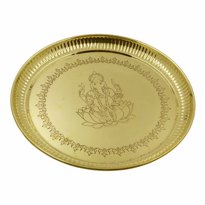 Brass Ganesha Itching Thali (Pital Vinayak Nakashi Thali)