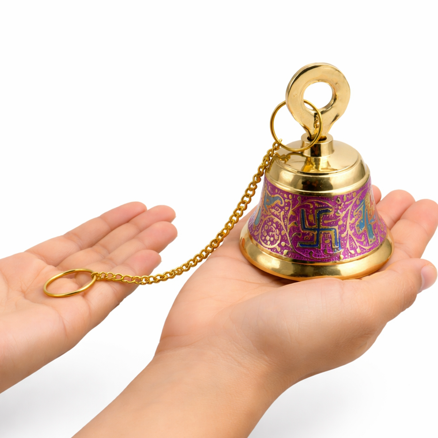 Putrika Brass Hanging Pooja Bell with Chain(Pink)