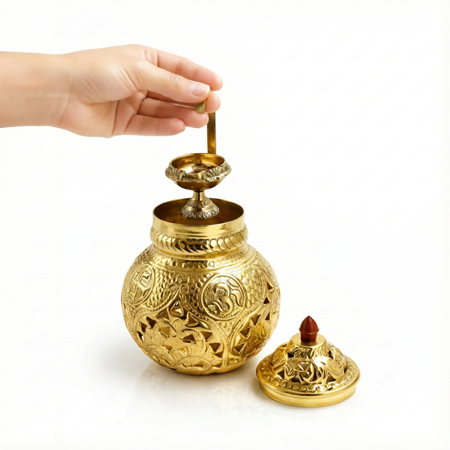 Traditional Brass Garba Deepam for Navratri Pooja-Weight: 580g