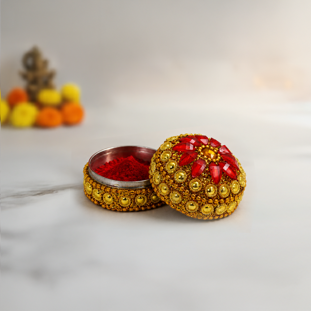 Multi color stone kumkum  size-2 Pack of 8