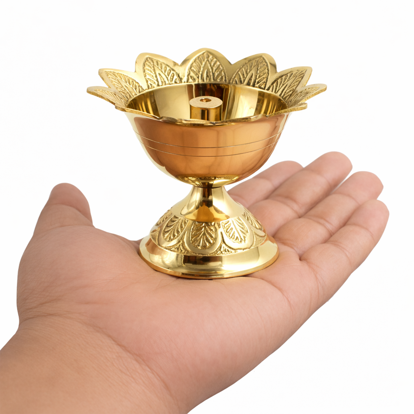 Brass Deepam for Pooja-Devadas jyothi Embosed Size-3