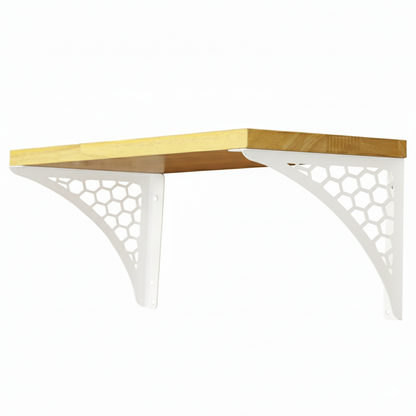Wooden Pooja Shelf-Hexagon White (Lakdi small Puja madir)