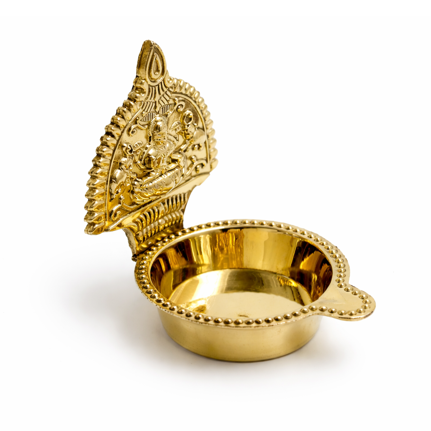 Traditional Brass Kamakshi Deepam for Puja-Hindu Kamatchi Amman Vilakku-[Wt:77g