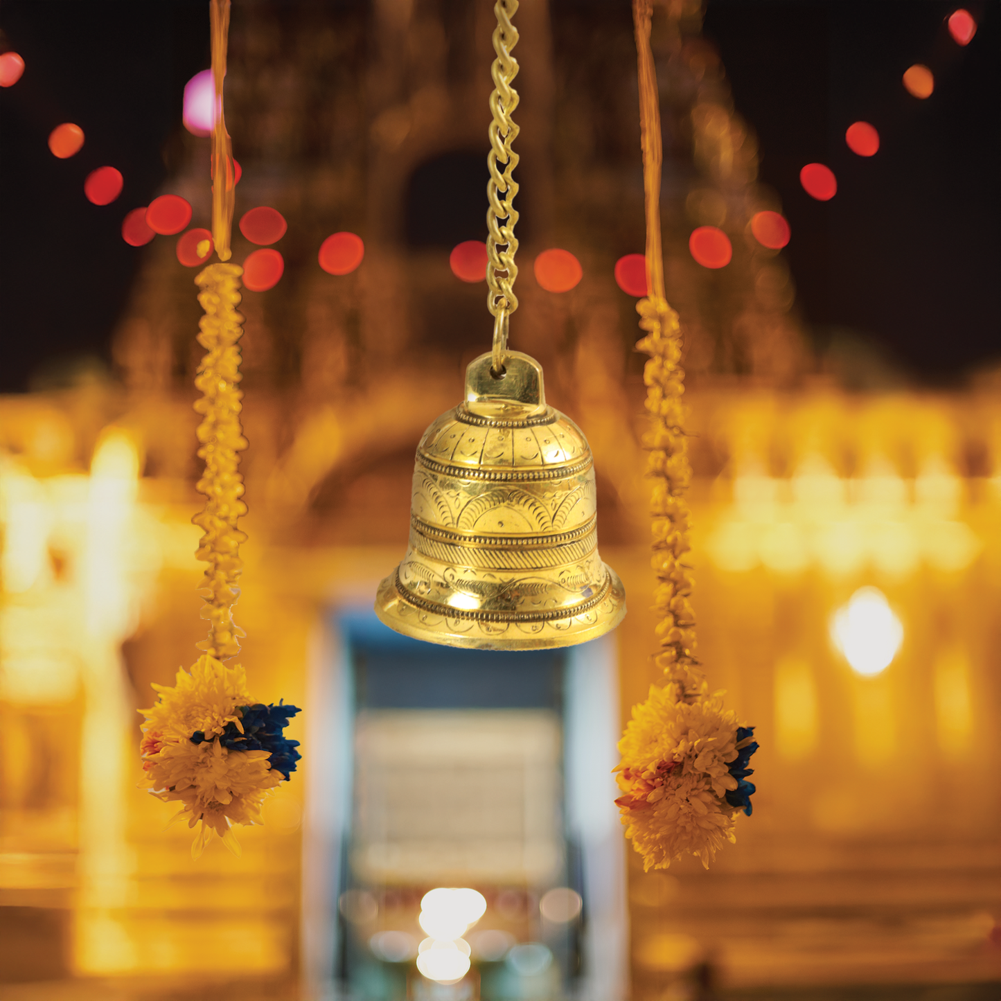 Brass Temple Bell with Hook & Chain