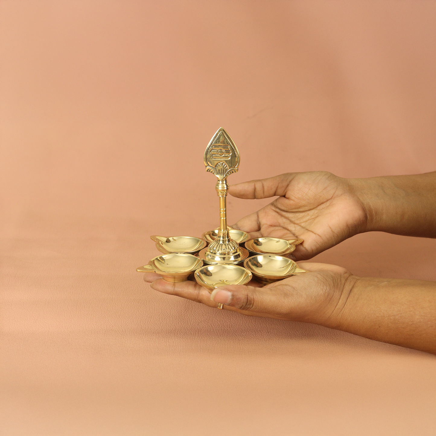 Brass Arumuga Diya with Vel[Small]