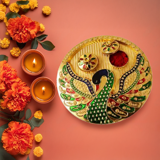 Meenakari Peacock Haldi Thali