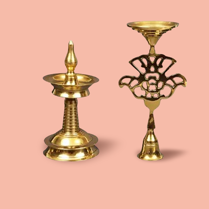 प्रीमियम पीतल केरल नीला विलक्कू + टी लाइट
