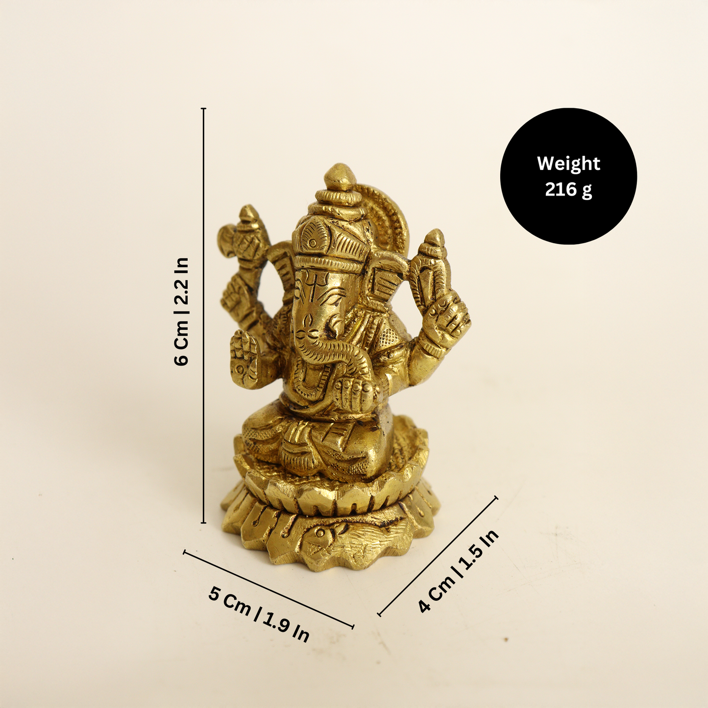 Brass Edamburi Ganesh Idol-[Weight: 216g]