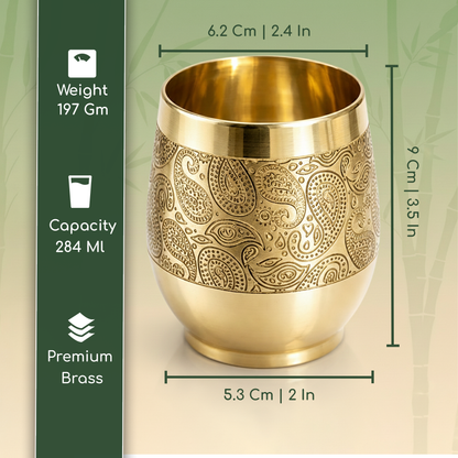 Traditional Handcrafted Brass Etched Glass with Embossed Design-Brass Glass (1)