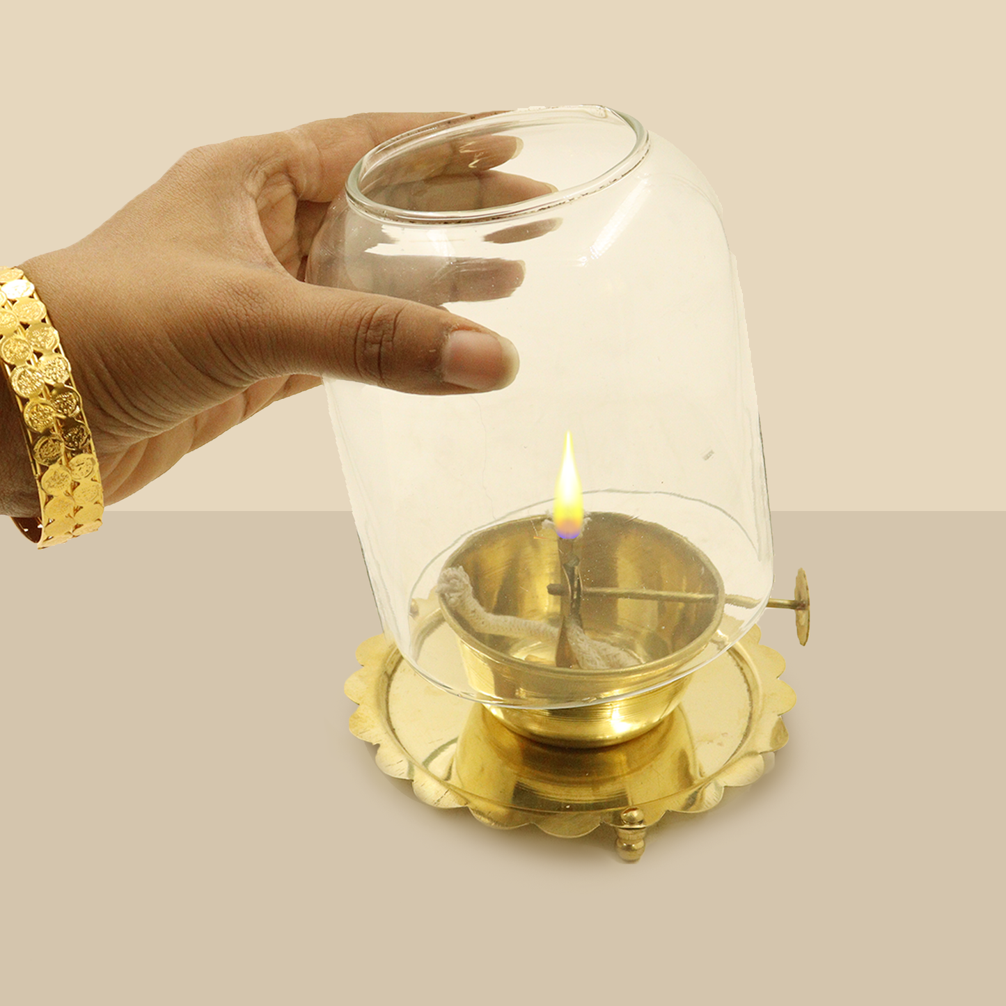 Akhand deep with glass no:3