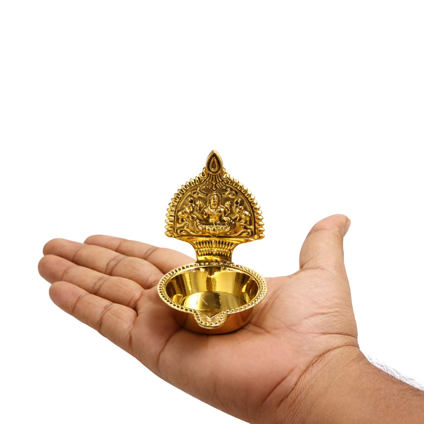 Traditional Brass Kamakshi Deepam for Puja-Hindu Kamatchi Amman Vilakku-[Wt:77g
