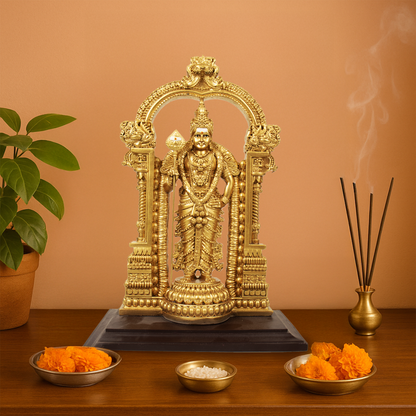 Resin Fiber Arch Murugar Gold - 9 inch (Mehrab Murugan Murti)