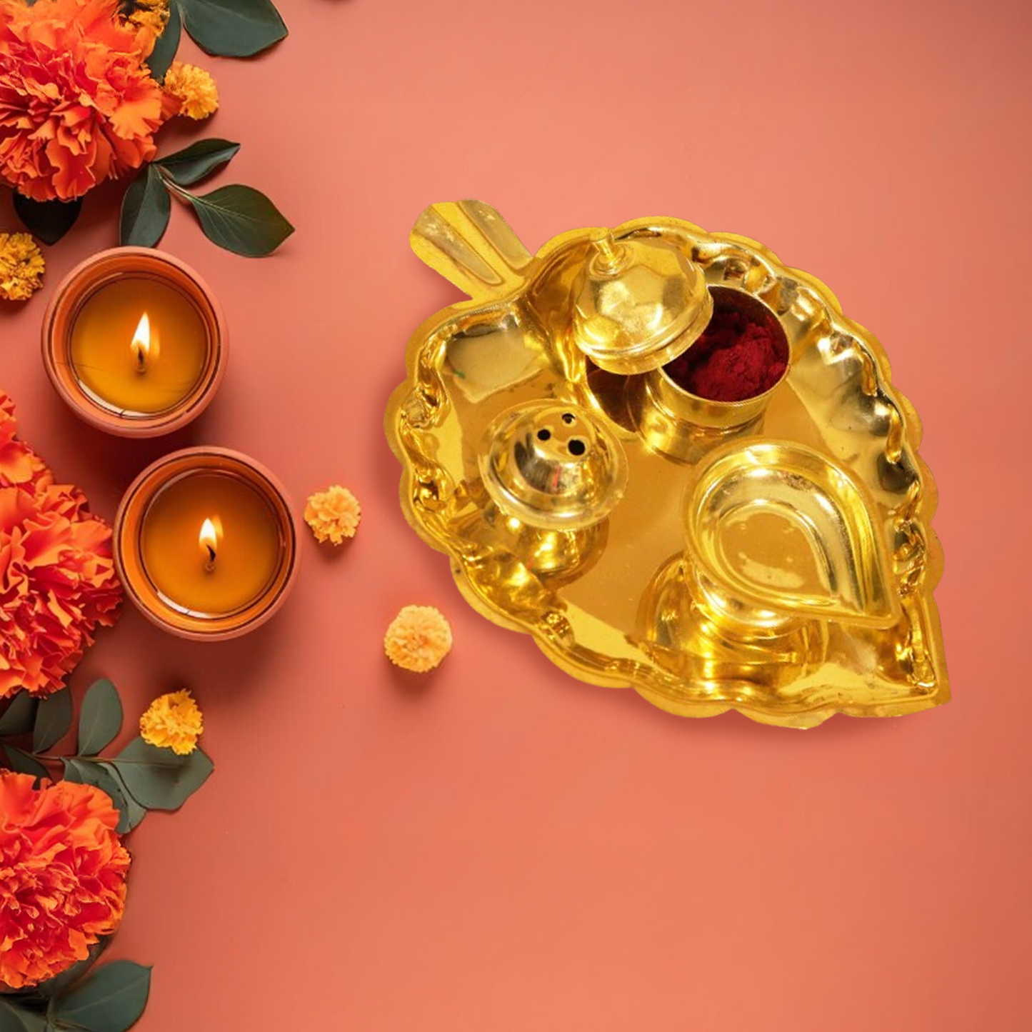 Thali Kumkum Plate With Diya