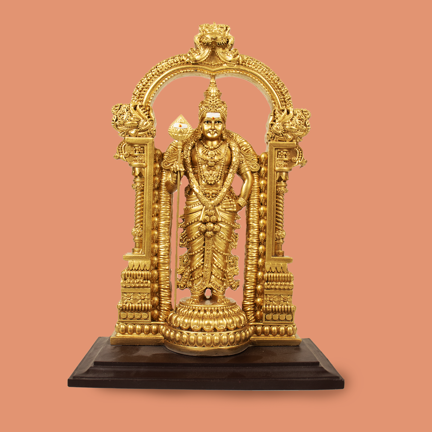 Resin Fiber Arch Murugar Gold - 9 inch (Mehrab Murugan Murti)