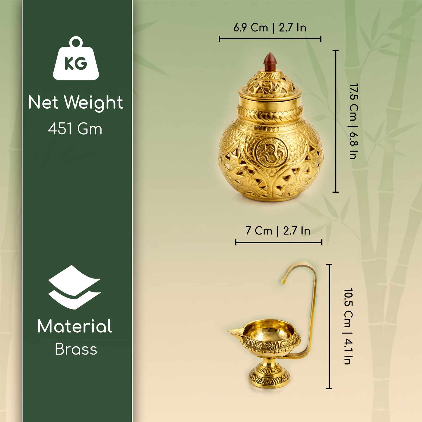 Traditional Brass Garba Deepam for Navratri Pooja-Weight: 580g