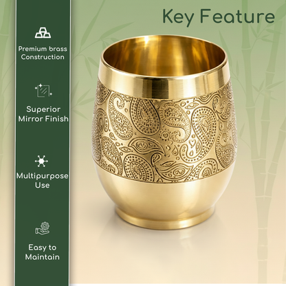 Traditional Handcrafted Brass Etched Glass with Embossed Design-Brass Glass (1)