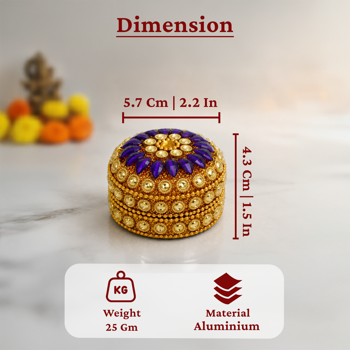 Multi color stone kumkum  size-3(Pack of 4 )