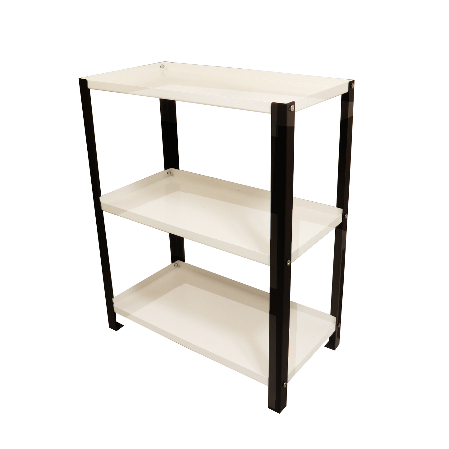 Djuize Pooja Shelf for Home Temple|Elegant Pooja Rack Design with Black Stem& White Shelves|Small Puja Shelf|Pooja Stand Design|Pooja Shelf in Living Room|Puja Room Shelves| Pooja Almirah Design-Metal 3 tier Rack shelf Black stem with white tray
