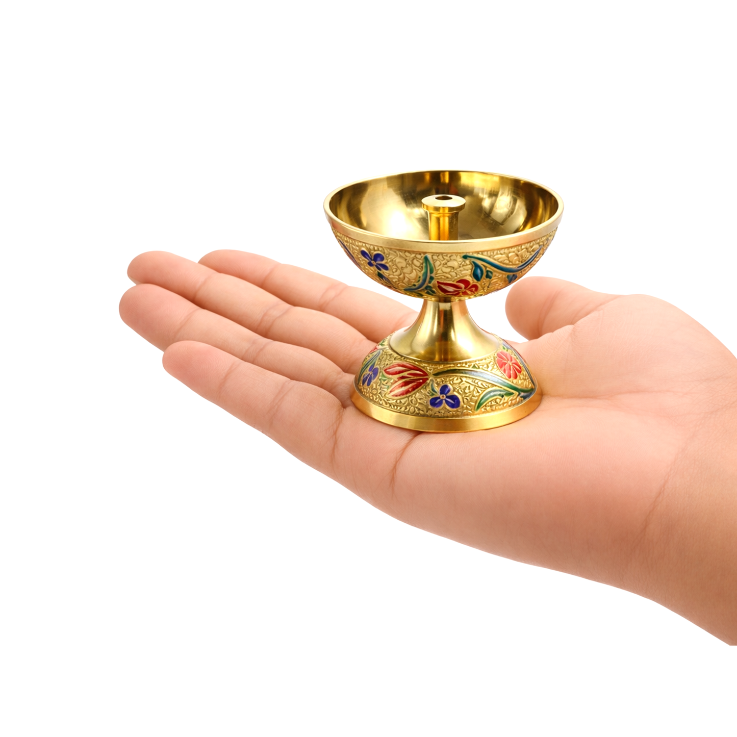 Brass Enamel Designed Diya Deepak Deepam-Deepak Diya(90g)