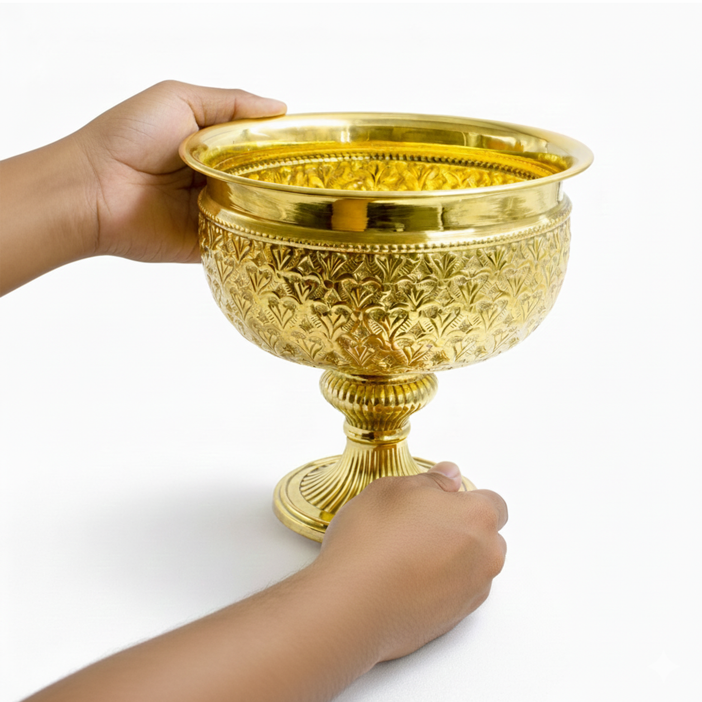 Brass Urli Bowl with Stand Planter for Decoration-Bowl Dana Size 8